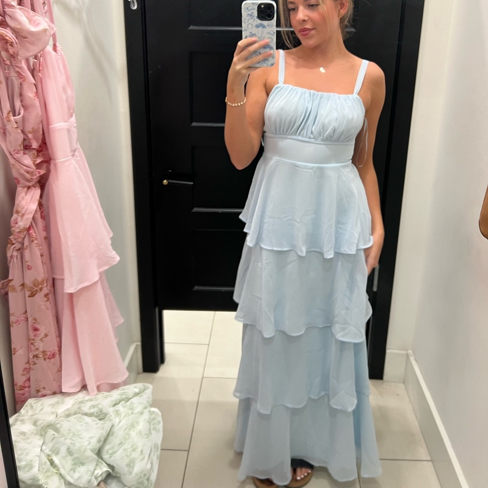 Elegant Light Blue Maxi Dress